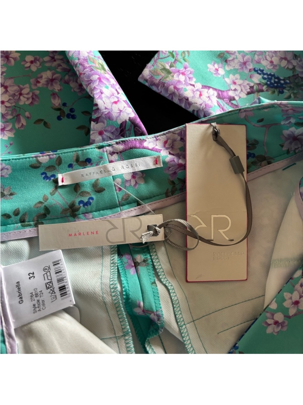 RAFFAELLO ROSSI NWT Gabriella femine floral mint green trouser pant size EU 32 - Picture 10 of 15